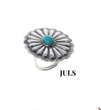 Load image into Gallery viewer, Turquoise Sterling Silver Southwestern Oval Ring