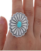 Load image into Gallery viewer, Turquoise Sterling Silver Southwestern Oval Ring