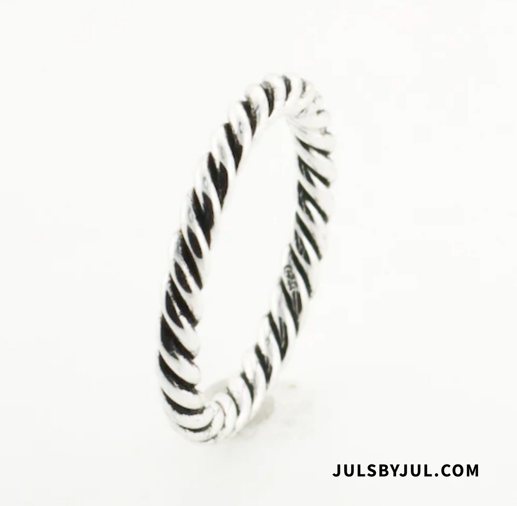 Sterling Silver Rope Twist Band Ring