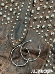 Sterling Silver Twisted Rope Large Hoops