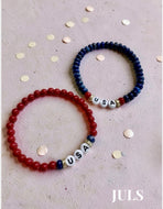 USA Blue Lapis and Red Bracelets