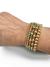 Load image into Gallery viewer, 3MM Turquoise Beaded Gold Bracelet
