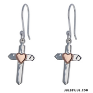 Sterling Silver/Copper Cross Earrings