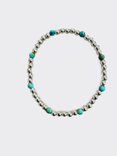 Load image into Gallery viewer, 3MM Turquoise Beaded Silver Bracelet
