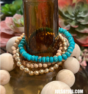 Green Jasper/Gold/Wood Trio Bracelets