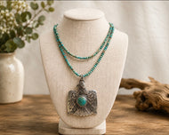 One-of-a-kind Sterling and Serpentine Phoenix Necklace