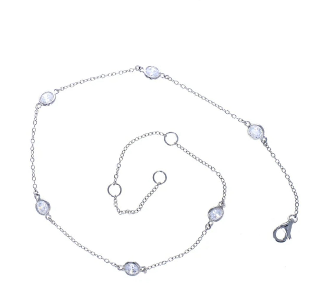 Floating Cubic Zirconia Anklet