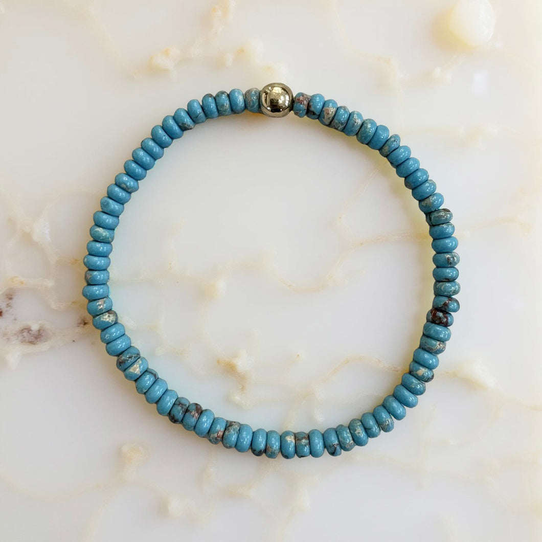 Turquoise 6MM Gold Bracelet