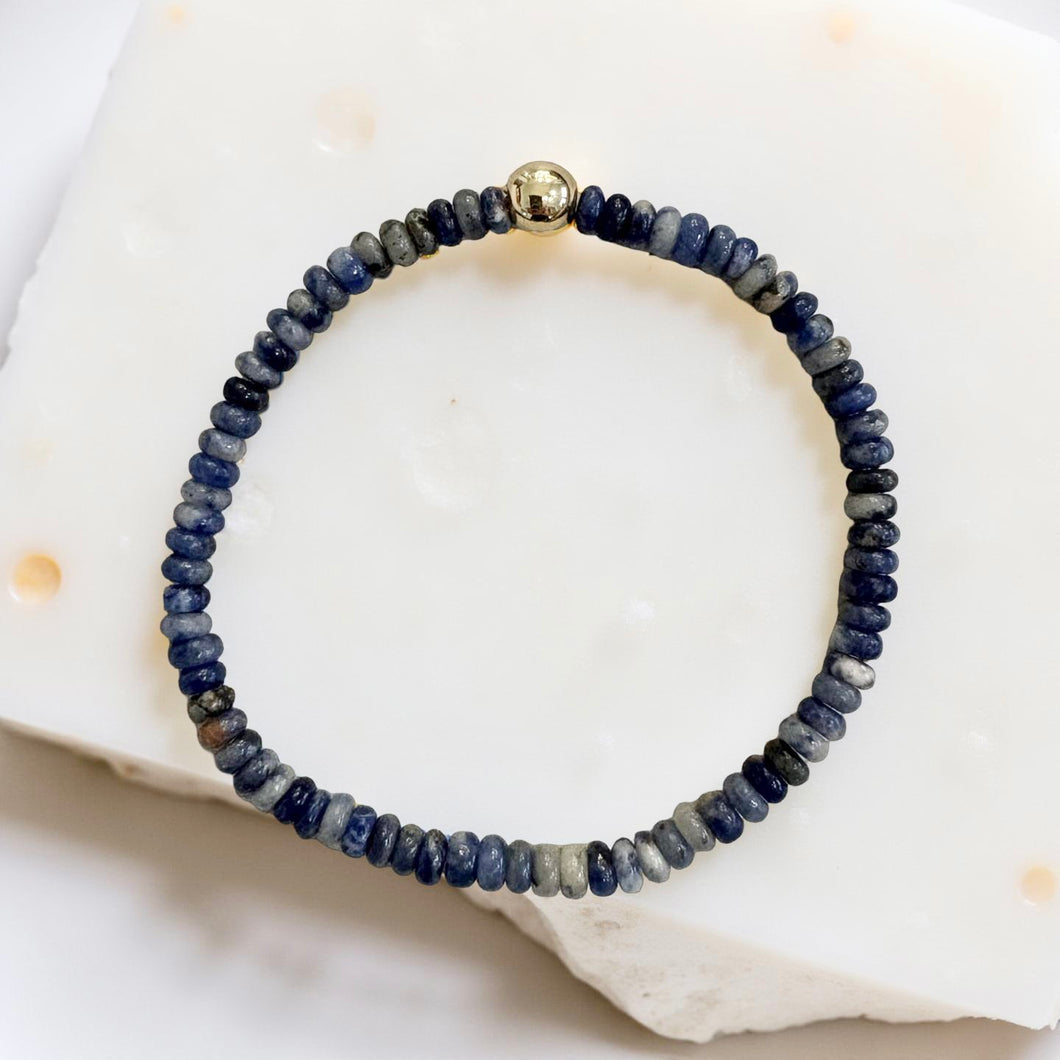 Lapis 6MM Gold Bracelet