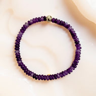 Purple Jade 6MM Silver Bracelet