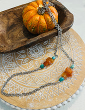 Load image into Gallery viewer, Long Carnelian and Turquoise Necklace
