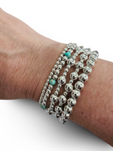 Load image into Gallery viewer, 3MM Turquoise Beaded Silver Bracelet
