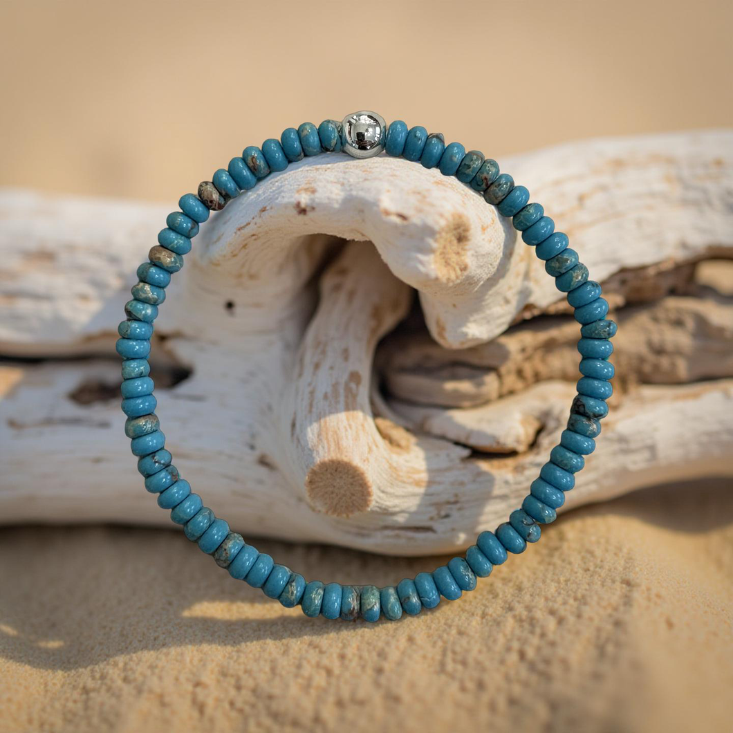 Turquoise 6MM Silver Bracelet