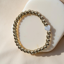 Load image into Gallery viewer, 6MM Gold Mother-of-Pearl Heart Bracelet
