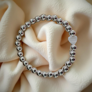 6MM Silver Mother-of-Pearl Heart Bracelet