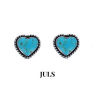 Turquoise Roped Heart Stud Earrings