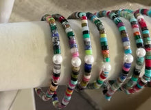Load and play video in Gallery viewer, Multistone Heishi and Pearl Bracelet

