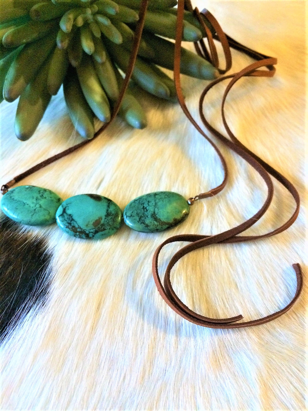 Turquoise and Leather Choker