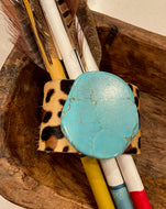 Turquoise Leopard Wrapped Cuff Bracelet