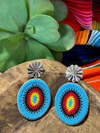 New! Blue Concho Earrings