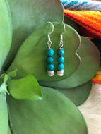 Turquoise Silver Disk Earrings