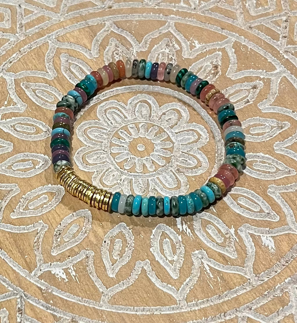 Gold Disk Multi Stone Bracelet