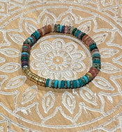 Gold Disk Multi Stone Bracelet