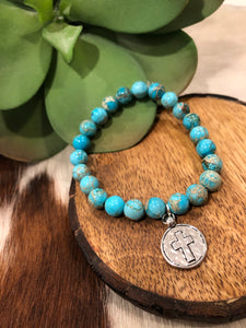 Turquoise Cross Charm Bracelet