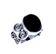 Onyx Scroll Ring