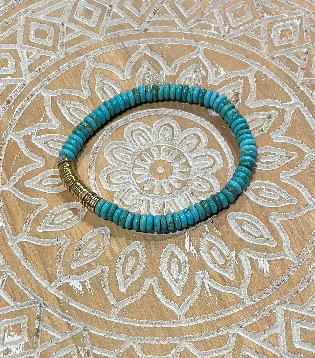 Gold Disk Turquoise Bracelet